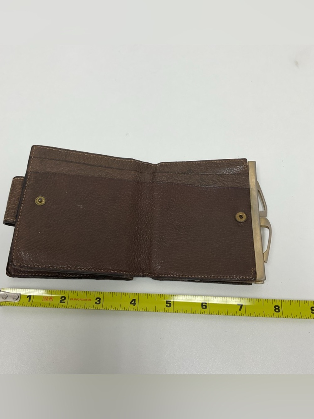 Gucci Vintage GG Supreme Wallet Brown Leather Trim Bifold Snap Coin Purse Italy - Picture 11 of 16